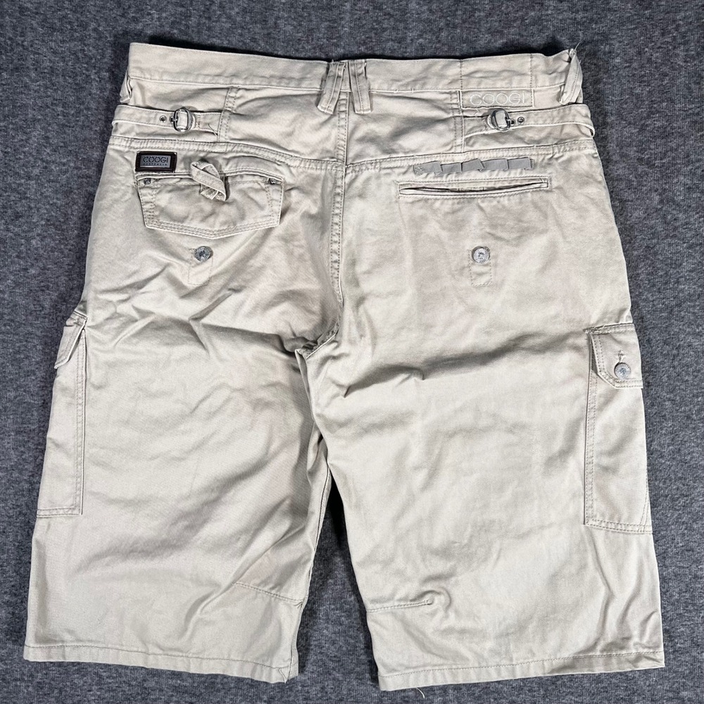 COOGI Australia Mens Khaki Cotton Twill Cargo Shorts Size 44 Streetwear Hip Hop